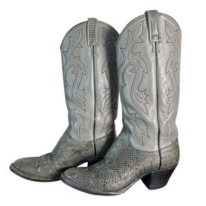 Dan Post Womens Gray Snakeskin Python Western Cowboy Boots 6 1/2 C USA Made